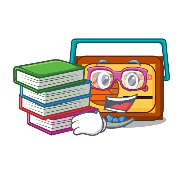 Student Book Radio Mascot Cartoon Style Vector Illustration — Stock Vector
