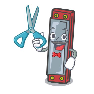 Mızıka karakter karikatür tarzı vektör çizim berber