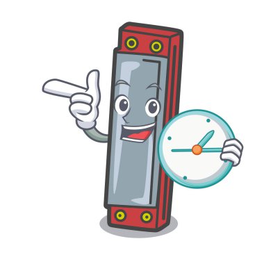 Saat mızıka karakter karikatür tarzı vektör çizim ile