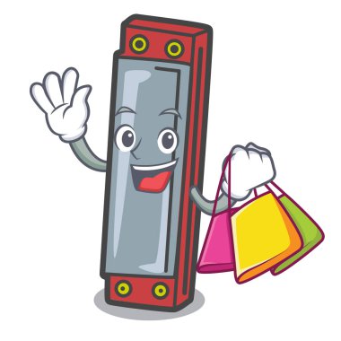 Alışveriş mızıka karakter karikatür tarzı vektör çizim