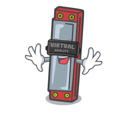 Sanal gerçeklik mızıka maskot karikatür tarzı vektör çizim