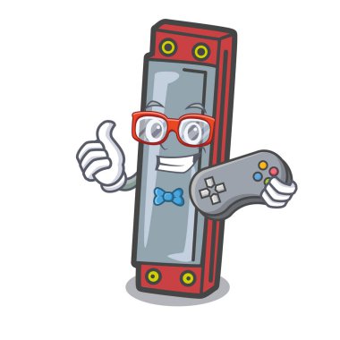 Oyun mızıka maskot karikatür tarzı vektör çizim