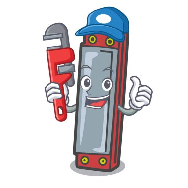 Tesisatçı mızıka maskot karikatür tarzı vektör çizim