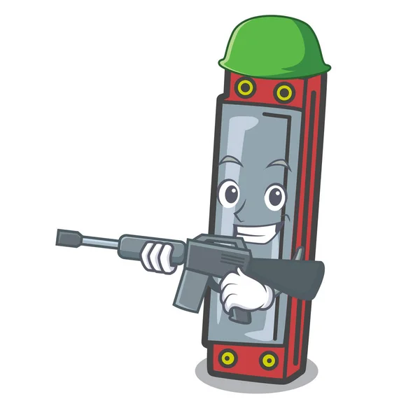 Army Harmonica Character Cartoon Style Vector Illustration — Stock Vector