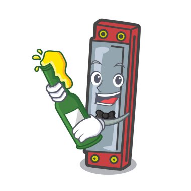 Bira mızıka maskot karikatür tarzı vektör çizim ile