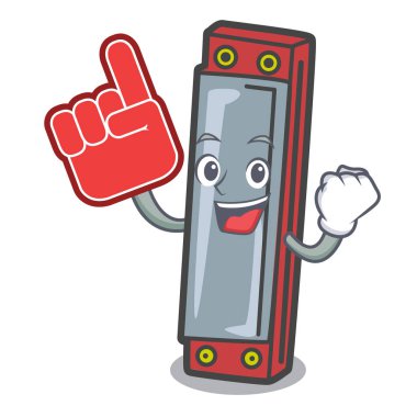 Köpük parmak mızıka maskot karikatür tarzı vektör çizim