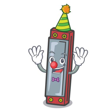Palyaço mızıka maskot karikatür tarzı vektör çizim