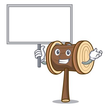 Tahta çekiç karakter karikatür tarzı vektör çizim getirmek