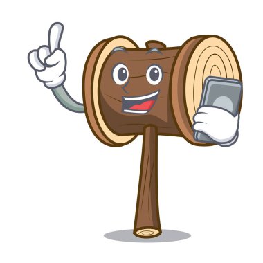 Telefon çekiç karakter karikatür tarzı vektör çizim ile