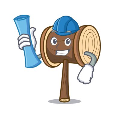 Mimar çekiç karakter karikatür tarzı vektör çizim