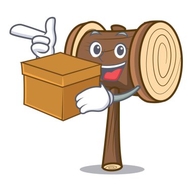 Kutusu çekiç karakter karikatür tarzı vektör çizim ile