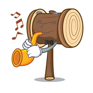 Trompet sopası maskot karikatür tarzı vektör çizim ile