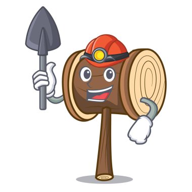 Madenci çekiç maskot karikatür tarzı vektör çizim