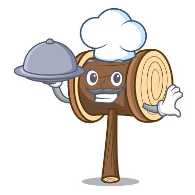 Şef gıda çekiç maskot karikatür tarzı vektör çizim ile