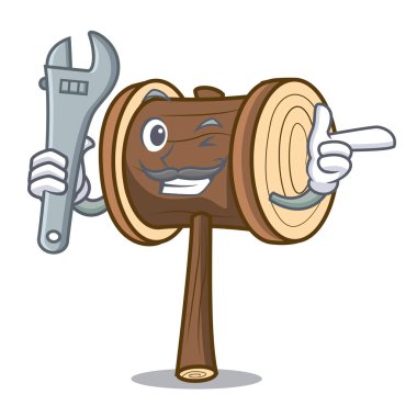 Mekanik çekiç maskot karikatür tarzı vektör çizim