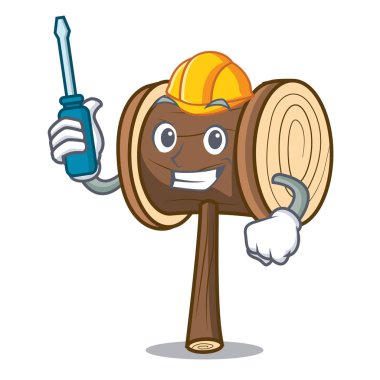 Otomotiv çekiç maskot karikatür tarzı vektör çizim