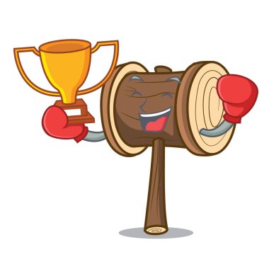 Boks şampiyonu çekiç maskot karikatür tarzı vektör çizim