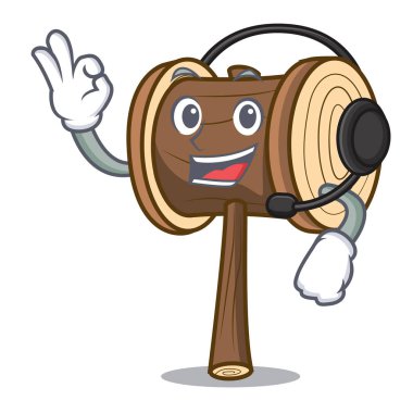 Kulaklık çekiç maskot karikatür tarzı vektör çizim ile