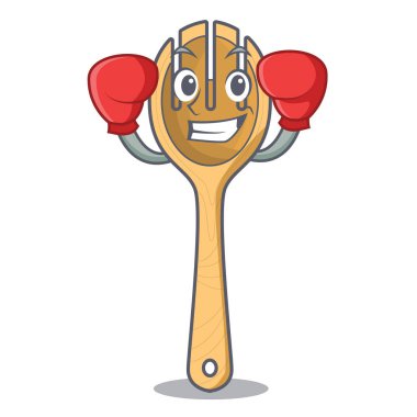 Boks ahşap çatal karakter karikatür vektör çizim