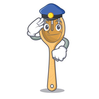 Polis ahşap karakter karikatür vektör çizim çatal