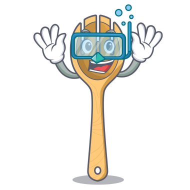 Ahşap çatal karakter karikatür vektör çizim dalış