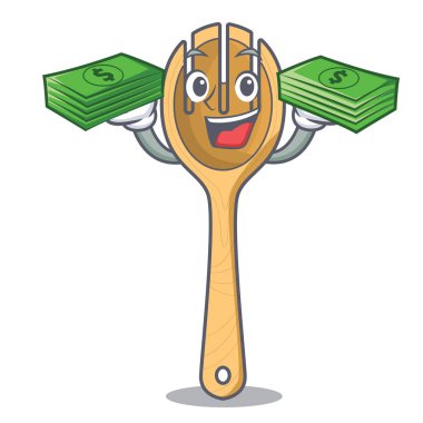 Para tahta çatal maskot karikatür vektör çizim ile