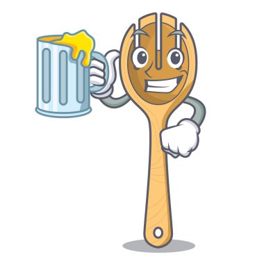 Suyu ahşap çatal maskot karikatür vektör çizim ile