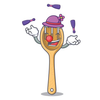 Ahşap çatal maskot karikatür vektör çizim hokkabazlık