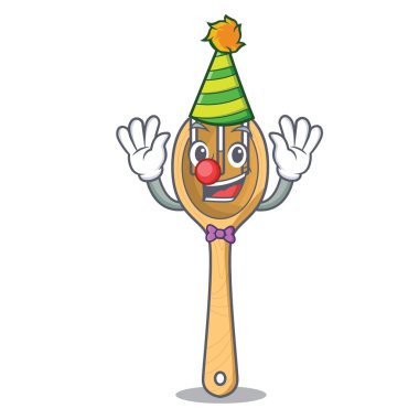 Palyaço ahşap çatal maskot karikatür vektör çizim