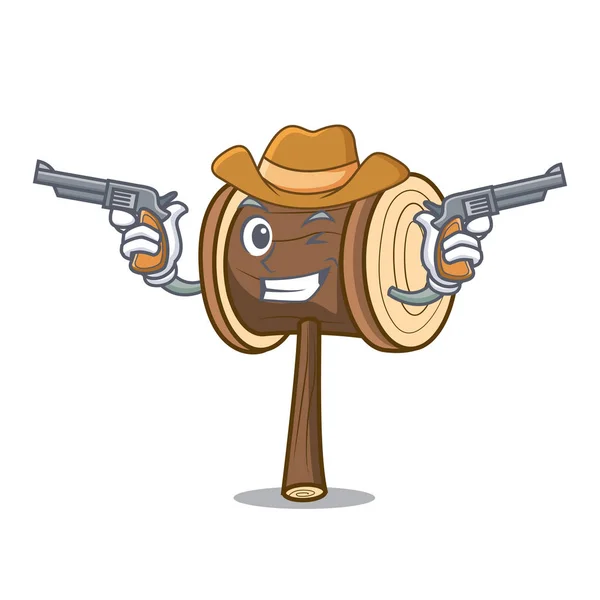 Cowboy Mallet Personagem Desenho Animado Estilo Vetor Ilustração — Vetor de Stock
