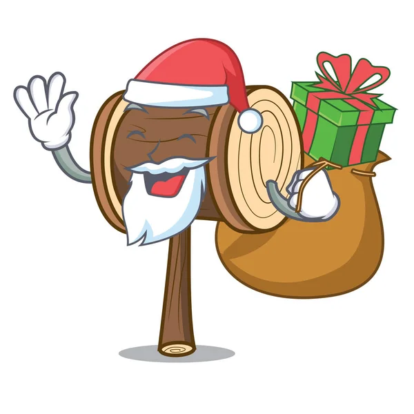 Santa Con Regalo Mascota Mazo Dibujo Animado Estilo Vector Ilustración — Archivo Imágenes Vectoriales