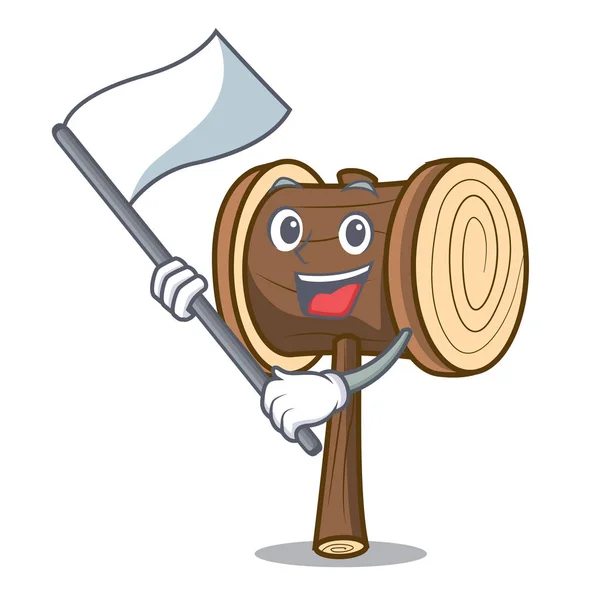 Steag Mallet Mascota Desene Animate Stil Vector Ilustrare — Vector de stoc