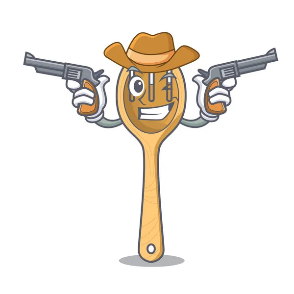 Cowboy Houten Vork Karakter Cartoon Vectorillustratie — Stockvector