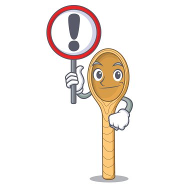 İşareti tahta kaşık karakter karikatür vektör çizim ile