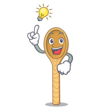 Bir fikir tahta kaşık maskot karikatür vektör çizim var
