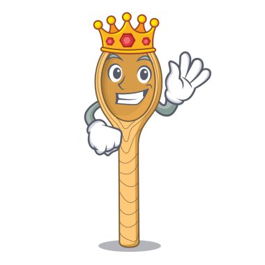 King wooden spoon mascot cartoon vector illustration clipart