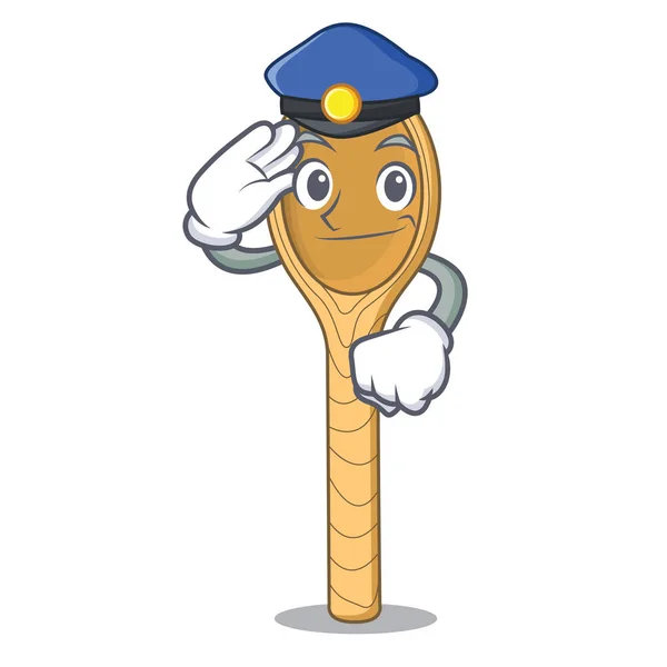 Polícia Colher Madeira Personagem Desenho Animado Vetor Ilustração — Vetor de Stock