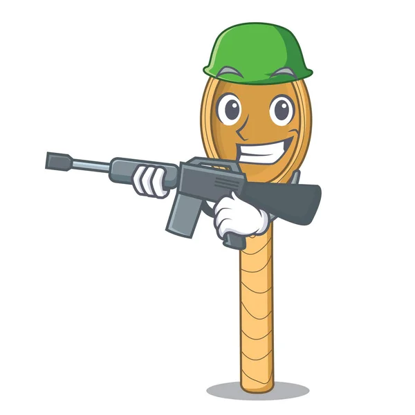 Armee Kochlöffel Charakter Cartoon Vektor Illustration — Stockvektor