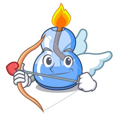 Aşk tanrısı alkol brülör karakter karikatür vektör çizim