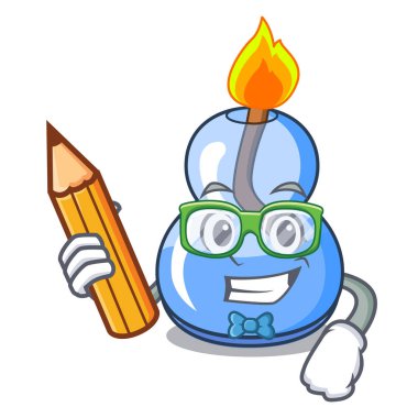 Öğrenci alkol brülör karakter karikatür vektör çizim