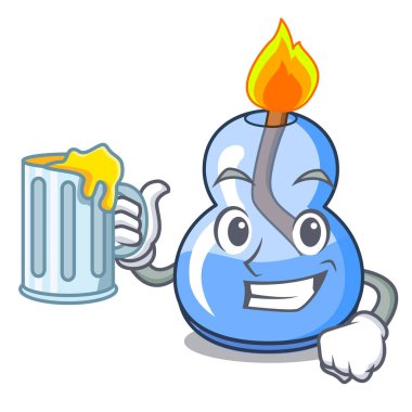 Suyu alkol brülör maskot karikatür vektör çizim ile