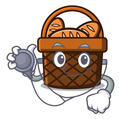 Doktor ekmek sepeti karakter karikatür vektör çizim