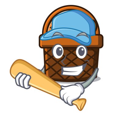 İskambil beyzbol ekmek sepeti karakter karikatür vektör çizim