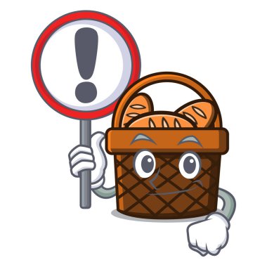 İşareti ekmek sepeti karakter karikatür vektör çizim ile