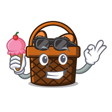 Dondurma ekmek sepeti karakter karikatür vektör çizim ile