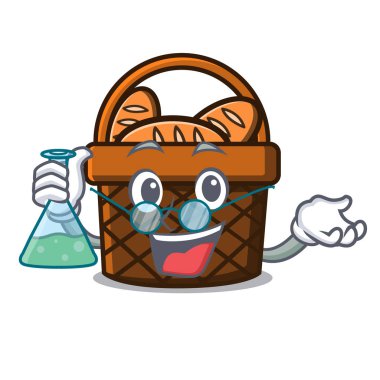 Profesör ekmek sepeti karakter karikatür vektör çizim