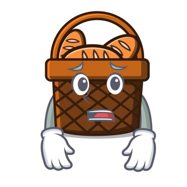 Korkarım ekmek sepeti maskot karikatür vektör çizim