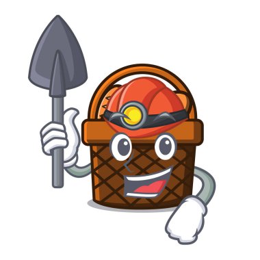 Madenci ekmek sepeti maskot karikatür vektör çizim