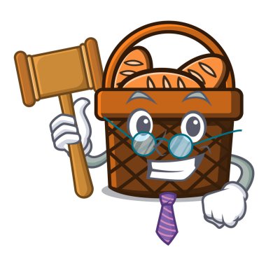 Yargıç ekmek sepeti maskot karikatür vektör çizim