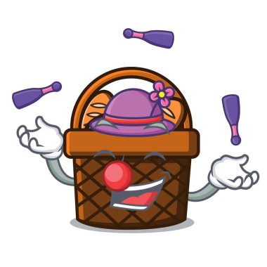 Ekmek sepeti maskot karikatür vektör çizim hokkabazlık